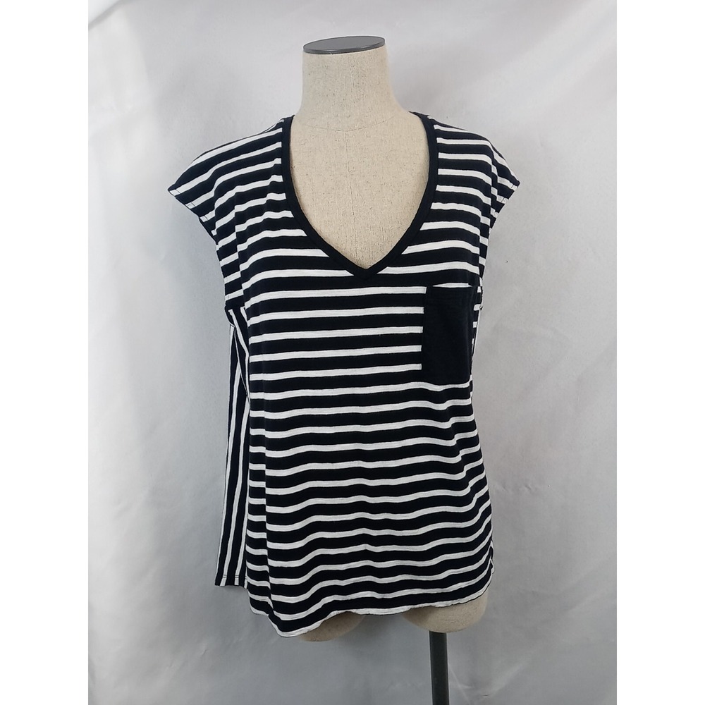 VTG Ana Fashion Stripe Shirt Women's Size XL Top Black And White Stripe Blouse